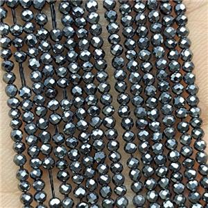 Black Hematite Beads Faceted Round, approx 2mm