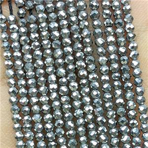 Hematite Beads Faceted Round Platinum Plated, approx 2mm