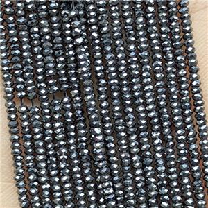 Black Hematite Beads Faceted Rondelle, approx 1x2mm