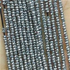 Hematite Beads Faceted Rondelle Platinum Plated, approx 1x2mm