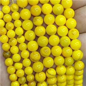 Yellow Botswana Jade Beads Dye Smooth Round, approx 10mm dia