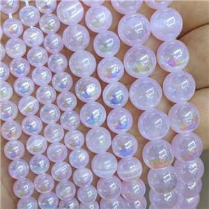 Naural Selenite Beads Electroplated Smooth Round, approx 10mm dia