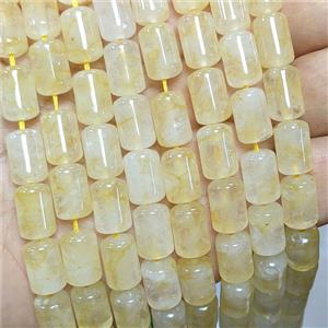 Natural Quartzite Jade Tube Beads Yellow Dye, approx 8-12mm
