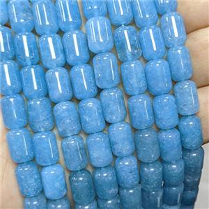 Natural Quartzite Jade Tube Beads Blue Dye, approx 8-12mm