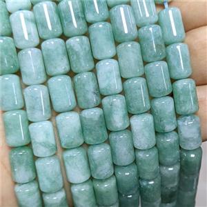 Natural Sponge Jade Tube Beads Green Dye, approx 8-12mm