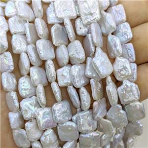 Baroque Style White Pearl Beads Square, approx 12mm