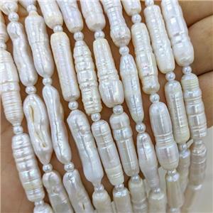 Baroque Style White Pearl Beads Stick, approx 17-26mm
