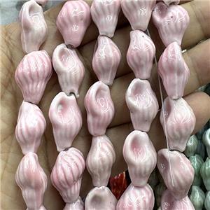 Porcelain Beads Oyster Shell Pink, approx 15-22mm