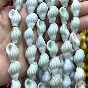 Porcelain Beads Oyster Shell Lt.green, approx 15-22mm