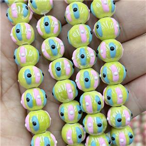 Porcelain Round Beads Halloween Pumpkin Olive, approx 12mm