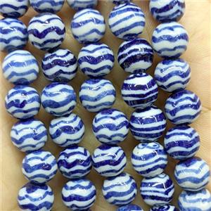 Porcelain Round Beads Blue Wave, approx 10mm, 38pcs per st