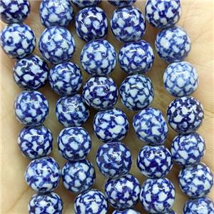 Porcelain Round Beads Blue, approx 10mm, 38pcs per st