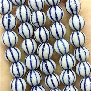 PoPorcelain Round Beads Blue, approx 10mm, 38pcs per st