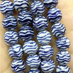 Porcelain Round Beads Blue, approx 12mm, 32pcs per st