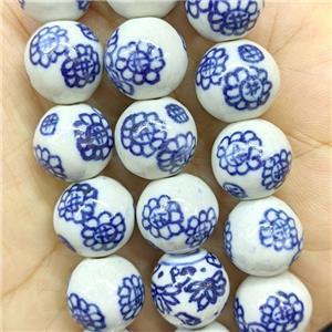 Porcelain Round Beads Blue, approx 14mm, 27pcs per st