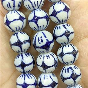 Porcelain Round Beads Blue, approx 14mm, 27pcs per st