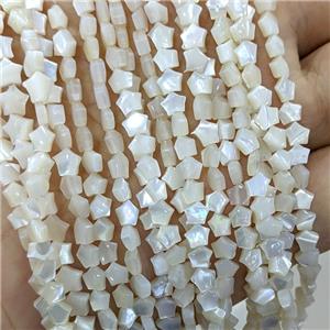 White MOP Shell Star Beads, approx 5mm