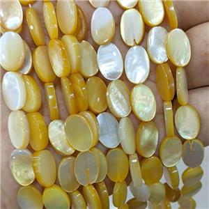 Yellow MOP Shell Oval Beads, approx 6x8mm