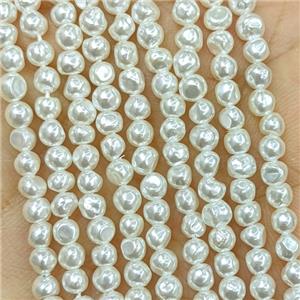 White Pearlized Shell Chips Beads Freeform, approx 4mm