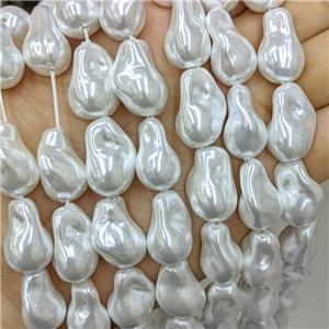 Baroque Style White Pearlized Shell Beads Freeform, approx 15-20mm