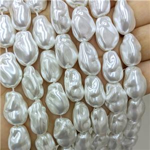 Baroque Style White Pearlized Shell Beads Freeform, approx 14-20mm