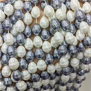 Baroque Style Pearlized Shell Beads Screw Teardrop Mixed Color, approx 10-13mm
