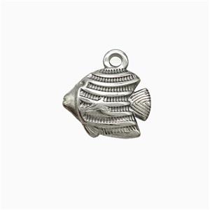 Raw Stainless Steel Fish Pendant, approx 10-12mm