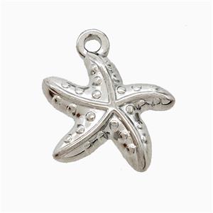 Raw Stainless Steel Starfish Pendant, approx 17mm