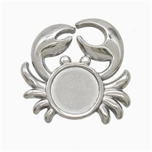 Raw Stainless Steel Crab Pendant, approx 23mm