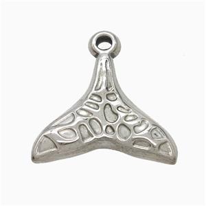 Raw Stainless Steel Shark-Tail Pendant, approx 17-20mm