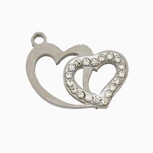 Raw Stainless Steel Star Pendant Pave Rhinestone, approx 15-18mm