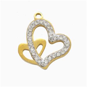 Stainless Steel Star Pendant Pave Rhinestone Gold Plated, approx 15-18mm