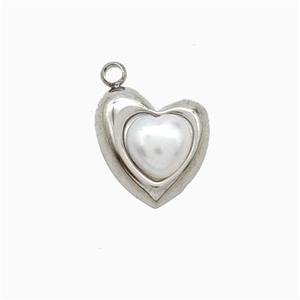 Raw Stainless Steel Heart Pendant Pave Resin, approx 10-11mm
