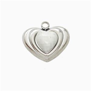 Raw Stainless Steel Heart Pendant Pave Resin, approx 12-16mm