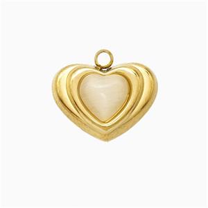 Stainless Steel Heart Pendant Pave Resin Gold Plated, approx 12-16mm