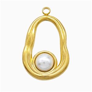 Stainless Steel Teardrop Pendant Pave Resin Gold Plated, approx 16-23mm