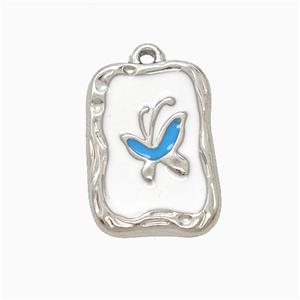 Raw Stainless Steel Butterfly Pendant Enamel Rectangle, approx 12-16.5mm