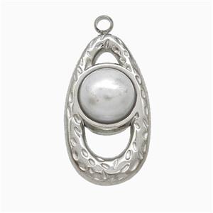 Raw Stainless Steel Teardrop Pendant Pave Resin, approx 13-22mm