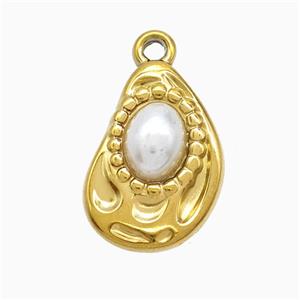 Stainless Steel Teardrop Pendant Pave Resin Gold Plated, approx 13-19mm