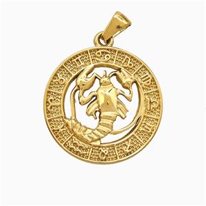 Stainless Steel Symbols Pendant Zodiac Cancer Circle Gold Plated, approx 25mm