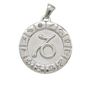 Raw Stainless Steel Symbols Pendant Zodiac Capricorn, approx 25mm