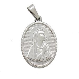 Raw Stainless Steel Virgin Mary Pendant Praying, approx 16-21mm