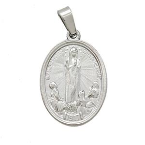 Raw Stainless Steel Virgin Mary Pendant Praying, approx 16-21mm