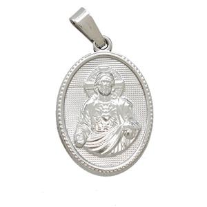 Raw Stainless Steel Saint Jude Medal Pendant, approx 16-21mm