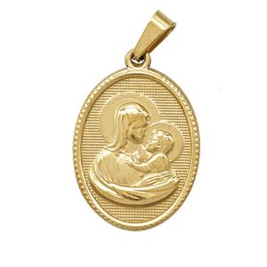 Stainless Steel Virgin Mary Baby Pendant Gold Plated, approx 16-21mm