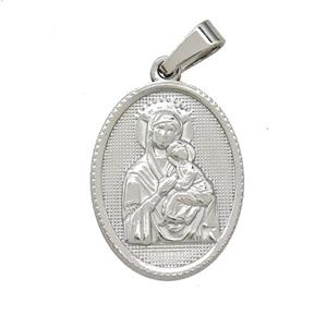 Raw 304 Stainless Steel Virgin Mary Baby Pendant, approx 16-21mm