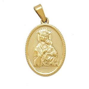 304 Stainless Steel Virgin Mary Baby Pendant Gold Plated, approx 16-21mm