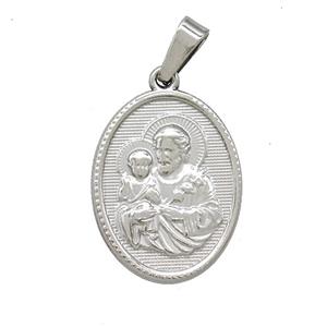 Raw 304 Stainless Steel Saint Jude Baby Pendant, approx 16-21mm