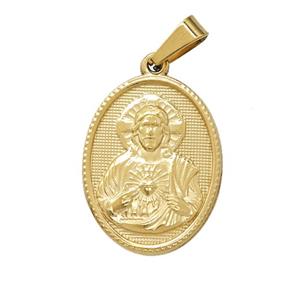 Stainless Steel Jesus Pendant Gold Plated, approx 16-21mm