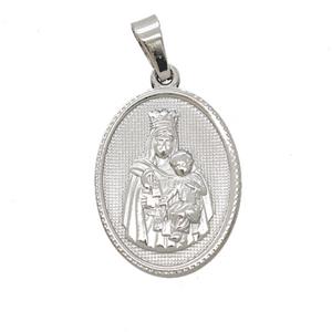 Raw Stainless Steel Virgin Mary Baby Pendant, approx 16-21mm